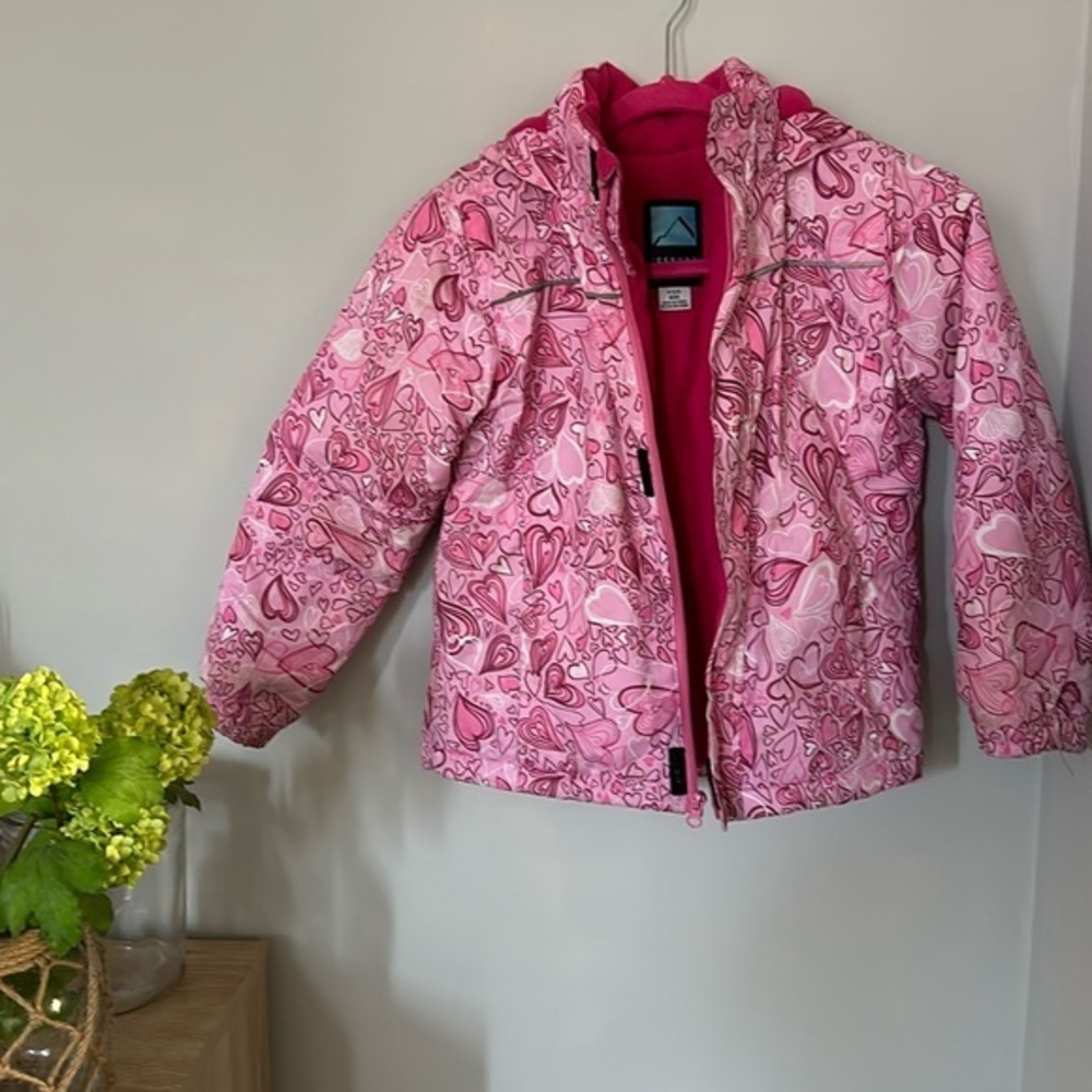 Girls pink fleece lined winter ski jacket coat size 6 medium  iceberg outerwear